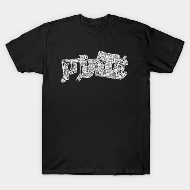 “Music” In Black and White T-Shirt by 2ndEnd